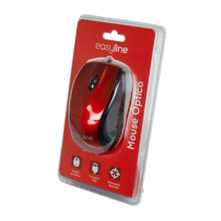 Mouse Easy Line Óptico Alámbrico USB 1200dpi Color Rojo
