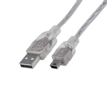 Cable Manhattan USB Mini B Alta Velocidad 2.0 A Mini B 1.8m Color Plata