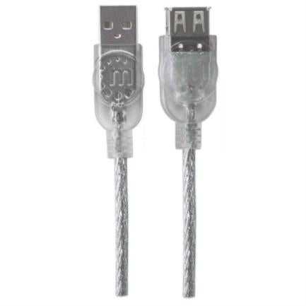 Cable Manhattan Extensión USB A-B 2.0 Alta Velocidad 4.5m Color Plata