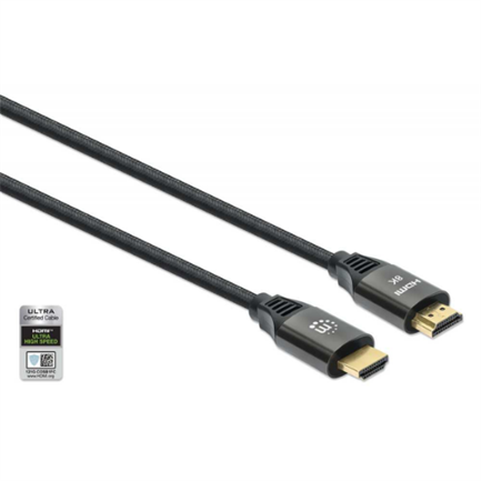 Cable Manhattan HDMI Certificado Ultra Alta Velocidad 8K a 60Hz/4K a 120Hz C/Ethernet 2m Color Negro