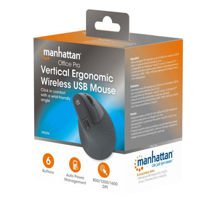 Mouse Optico Manhattan Inalambrico Vertical 2.4G