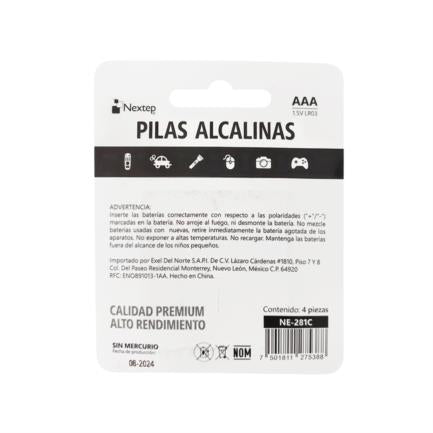 Pilas Nextep AAA Alcalinas LR03 1.5V c/4 Piezas - vista 2