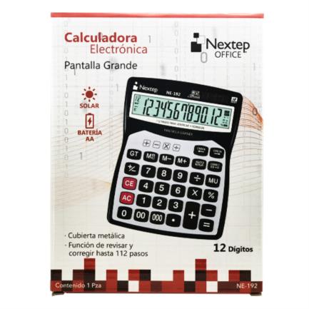 Calculadora Nextep 12 Dígitos Pantalla Grande Escritorio Cubierta Metálica Batería/Solar - vista 2