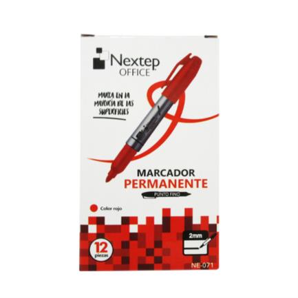 Marcador Nextep Permanente Punto Fino 2mm Rojo c/12 Pzas - vista 2