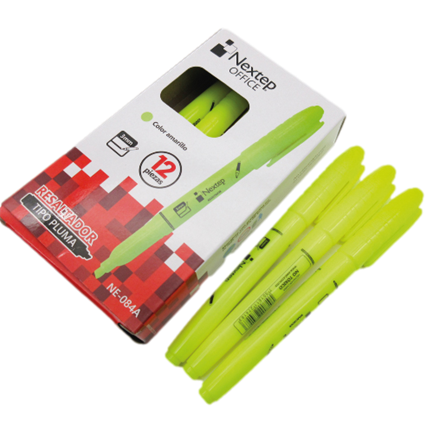 Marcador Nextep Resaltador Tipo Pluma Punta Cincel Color Amarillo C/12 Pzas - vista 2