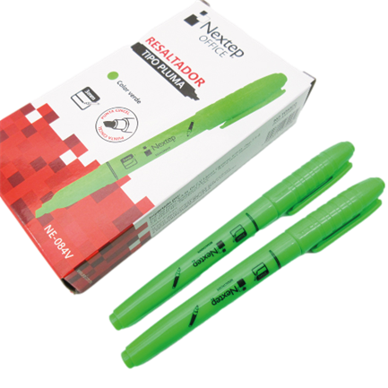 Marcador Nextep Resaltador Tipo Pluma Punta Cincel Color Verde C/12 Pzas - vista 2