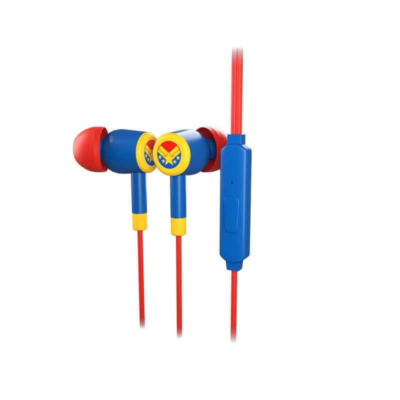 Audifonos XTech Cableados 3.5mm Capitan Marvel XTE-M100CM - Factor de forma Intraaural - Color Rojo y azul