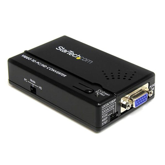 Convertidor de video StarTech.com VID2VGATV2 de S-Video, compuesto y componentes a VGA, escalador 1600 x 1200, negro