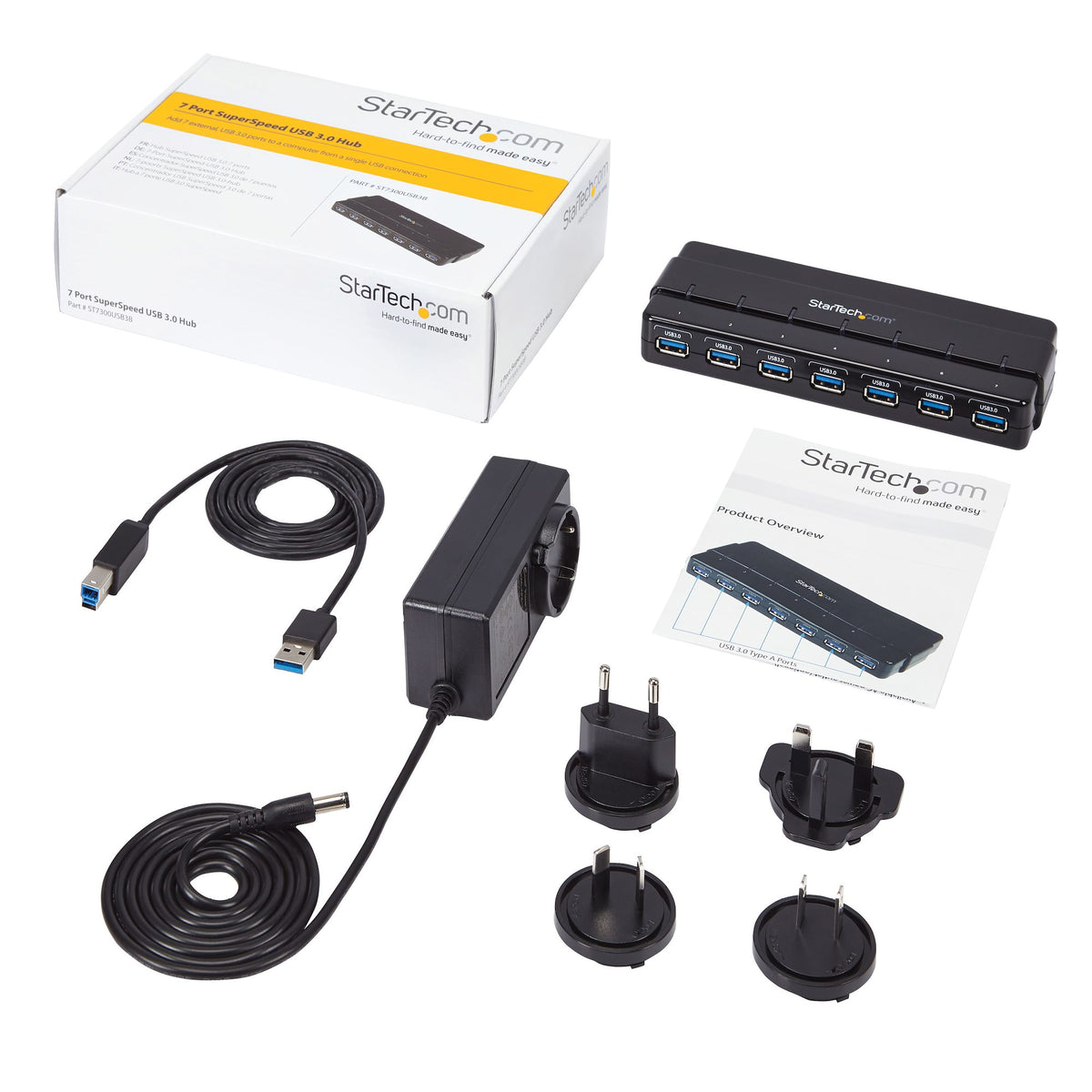 StarTech.com ST7300USB3B nodo concentrador USB 3.2 Gen 1 (3.1 Gen 1) Type-B 5000 Mbit/s Negro