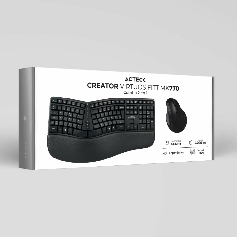 Combo 2 en 1 Acteck Inalámbrico Creator Virtuos Fitt MK770 Elite Negro