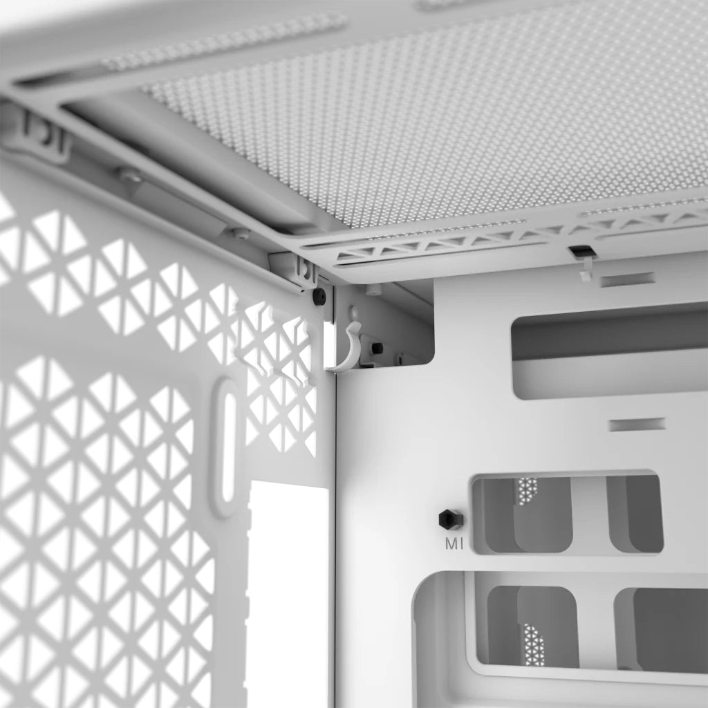 Gabinete Corsair iCUE Link 2500X Mid Tower mATX ITX Cristal Templado Pecera 2xFan RGB Blanco Sin Fuente