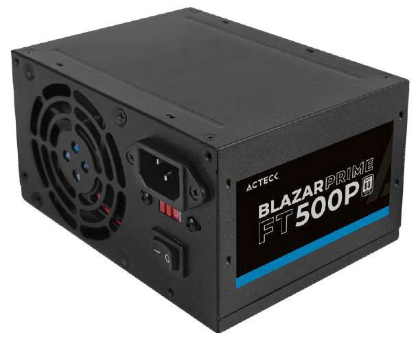 Fuente de Poder Acteck Blazar Prime FT500P ATX 500W 1x20+4 pin + 1xAtx 4 + 2xSata + 2xMolex 4 pin + 1x Negro