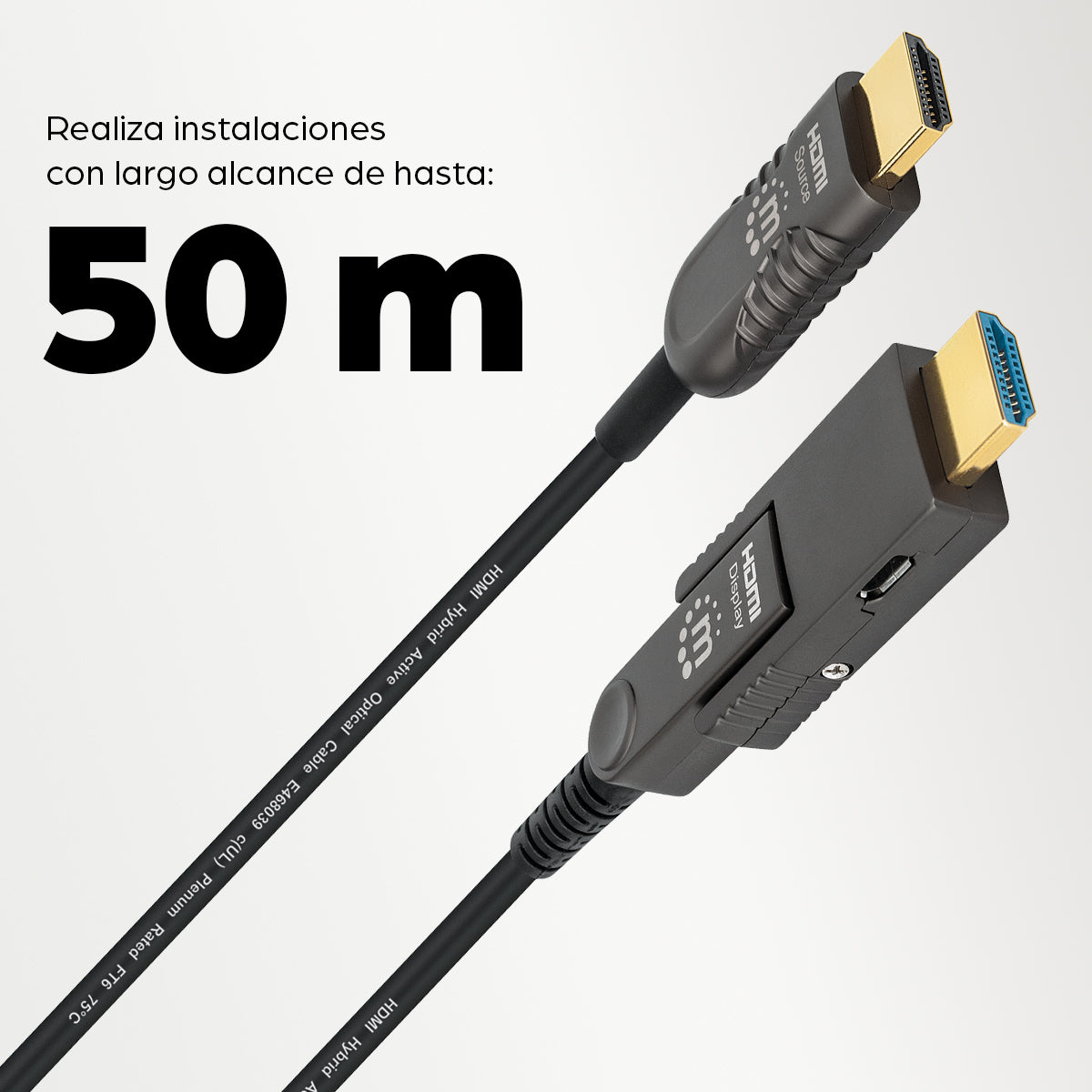 Manhattan 355698 cable HDMI 50 m HDMI Tipo A (Estándar) HDMI Tipo D (Micro) Negro