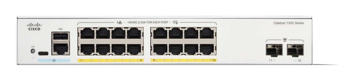 Cisco Catalyst 1200 Gestionado L2 Gigabit Ethernet (10/100/1000) Energía sobre Ethernet (PoE) Gris