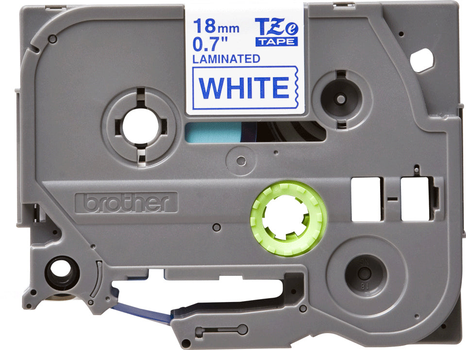 Cinta Brother TZ-243 Laminada Azul Sobre Blanco 18mmx8m PT300/310B/330/530