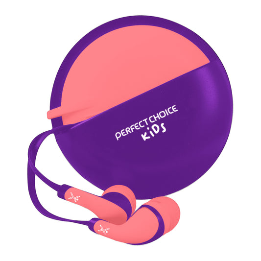 Audífonos Perfect Choice In-Ear Alámbricos 3.5mm con Estuche Bubble Gum Color Rosa-Morado