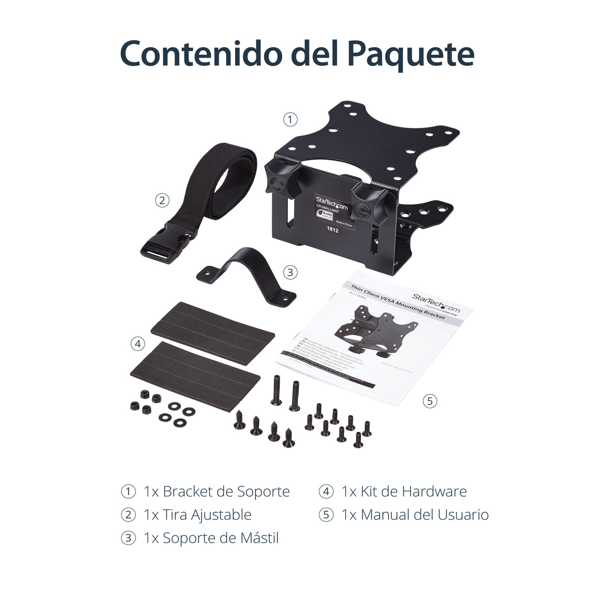 StarTech.com ACCSMNT soporte para CPU Soporte para CPU montado en soporte de monitor Negro