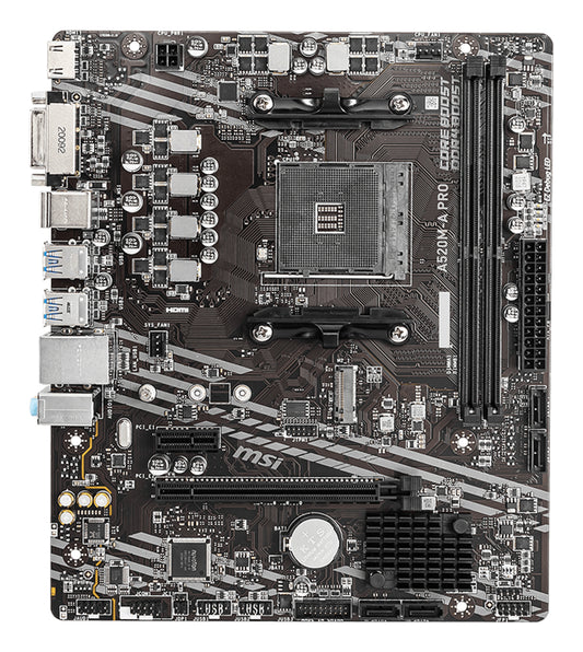 Tarjeta Madre MSI micro ATX A520M-A PRO S-AM4 AMD A520 HDMI 64GB DDR4 para AMD BIOS Actualizada para Serie Ryzen 5000