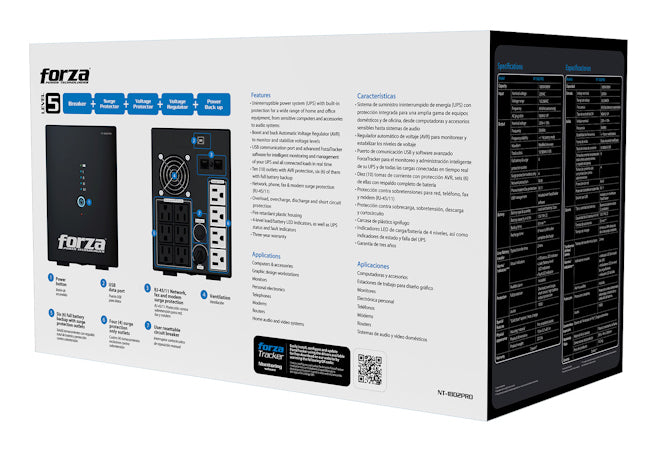Smart UPS NT-1801PRO Forza 1800VA/900W 120V 10-NEMA RJ45