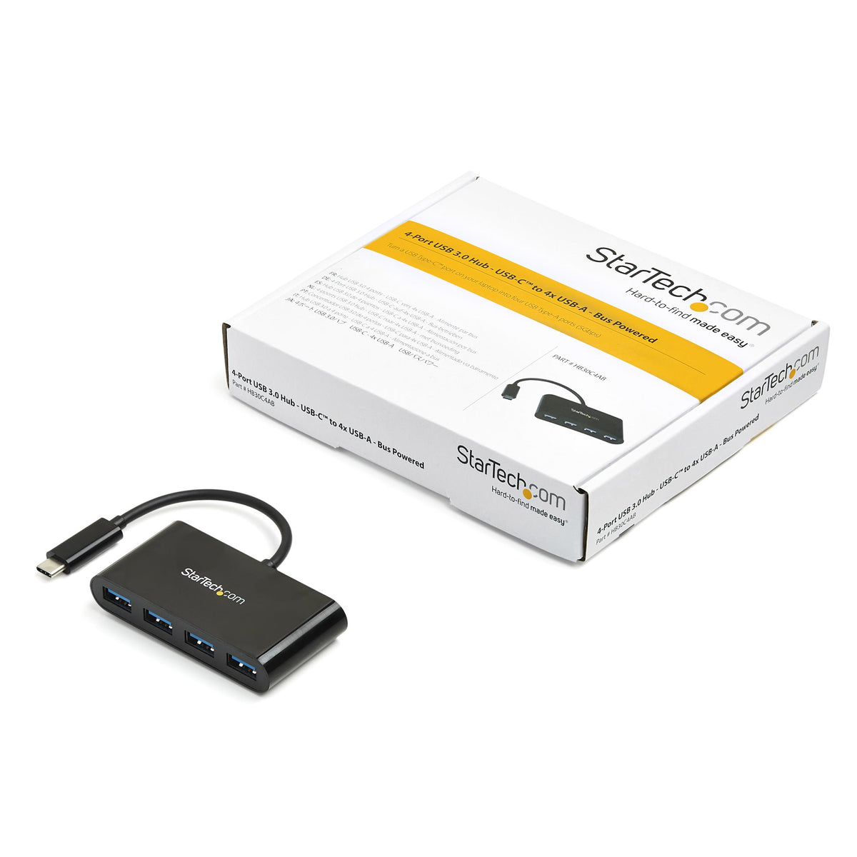 StarTech.com HB30C4AB nodo concentrador USB 3.2 Gen 1 (3.1 Gen 1) Type-C 5000 Mbit/s Negro