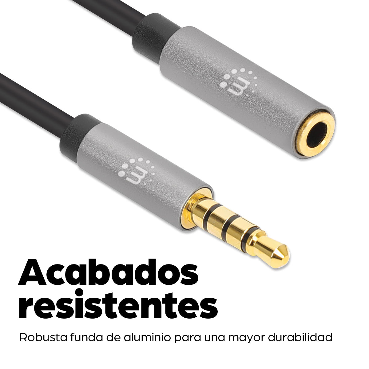 Manhattan 356046 cable de audio 3 m 3,5mm Negro, Plata