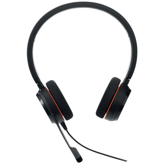 Audífonos de diadema Jabra Evolve 20 estéreo, alámbricos USB-C y USB-A, micrófono con cancelación de ruido, negro, 4999-829-269