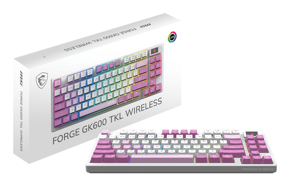 Teclado Gamer MSI Forge GK600 TKL Wireless Violet Inalámbrico RGB USB 2.0 Mecánica lineal