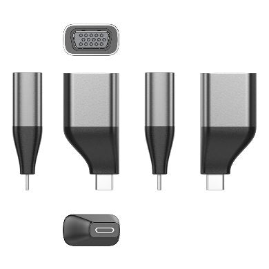 BRobotix 6006108 cambiadores de género de cables USB Type C SVGA Negro, Gris