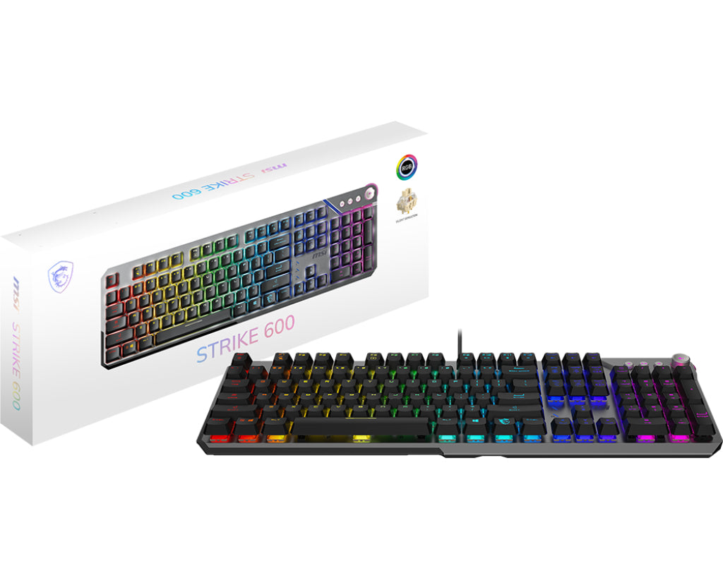 Teclado Gamer MSI STRIKE 600 SILENT LED RGB Mecánico Membrana Alámbrico USB Negro Inglés