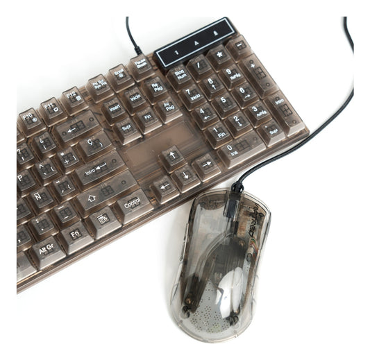 Kit Gamer Perfect Choice Teclado Transparente + Mouse Helumo Alámbrico Ergonómico y Resistente