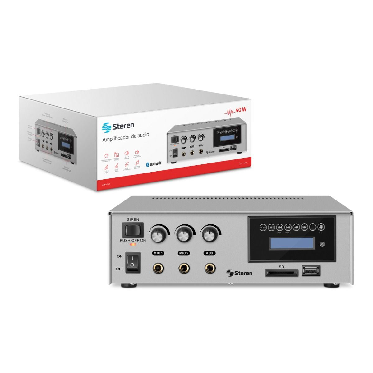 AMPLIFICADOR STEREN DE AUDIO DE 40W C/MP3/BT