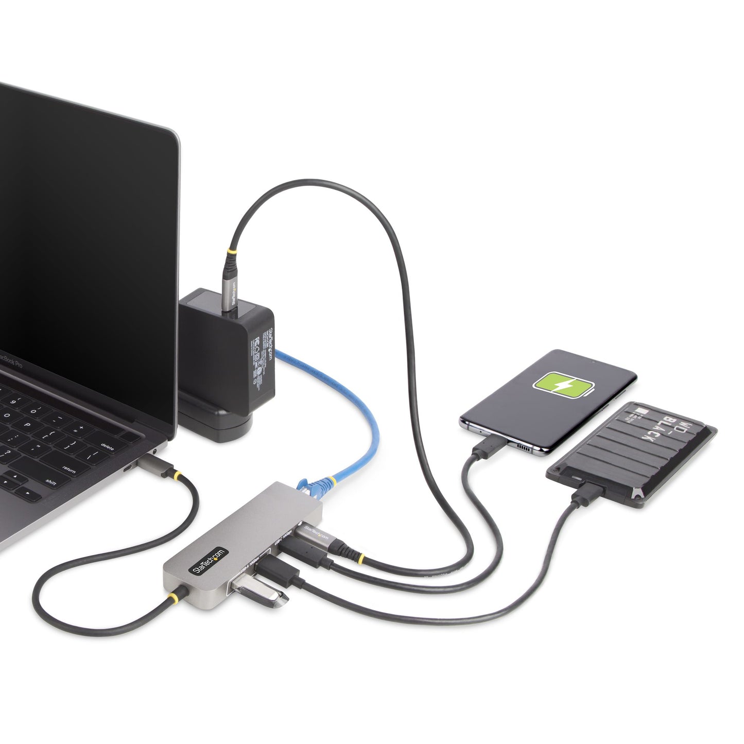 StarTech.com 10G2A1C25EPD-USB-HUB base para laptop o replicador de puertos Alámbrico USB 3.2 Gen 2 (3.1 Gen 2) Type-C Gris