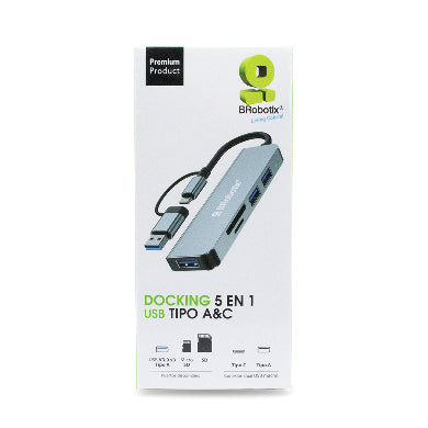 BRobotix 6005453 base para laptop o replicador de puertos Alámbrico USB 3.2 Gen 1 (3.1 Gen 1) Type-A + Type-C Negro, Gris