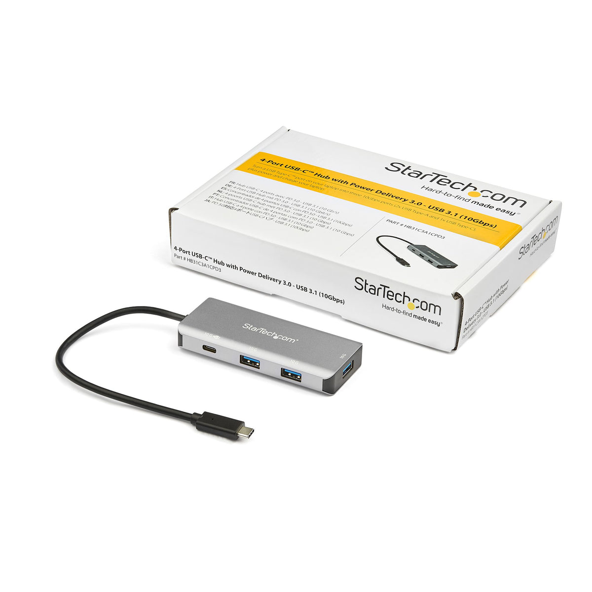 StarTech.com HB31C3A1CPD3 nodo concentrador USB 3.2 Gen 2 (3.1 Gen 2) Type-C 10000 Mbit/s Negro, Gris