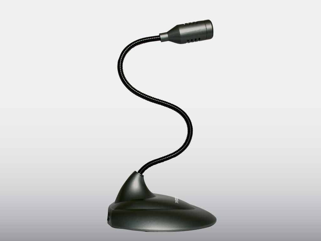 Micrófono de escritorio Perfect Choice con cuello flexible, omnidireccional, alámbrico, salida para audífonos, negro, PC-110279
