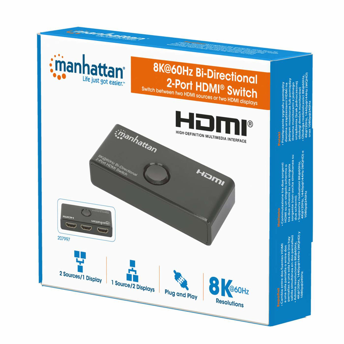 Manhattan 207997 conmutador de vídeo HDMI
