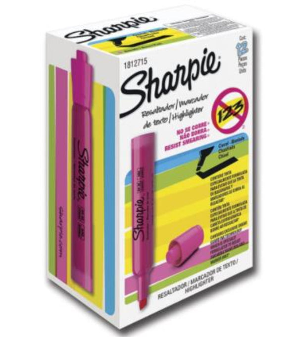 Resaltador Sharpie Color Rosa C/12 Pzas