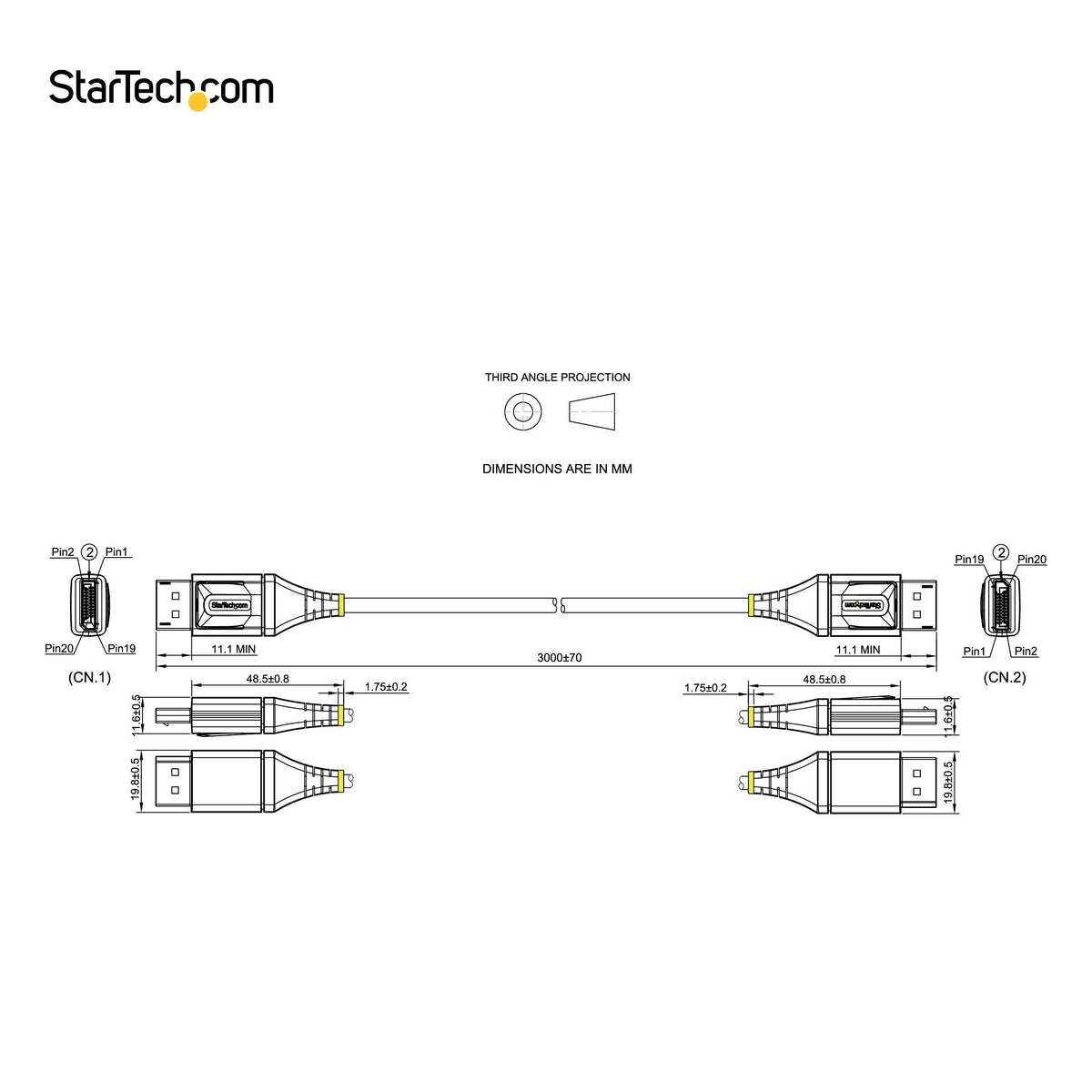 StarTech.com DP14VMM3M cable DisplayPort Gris, Negro