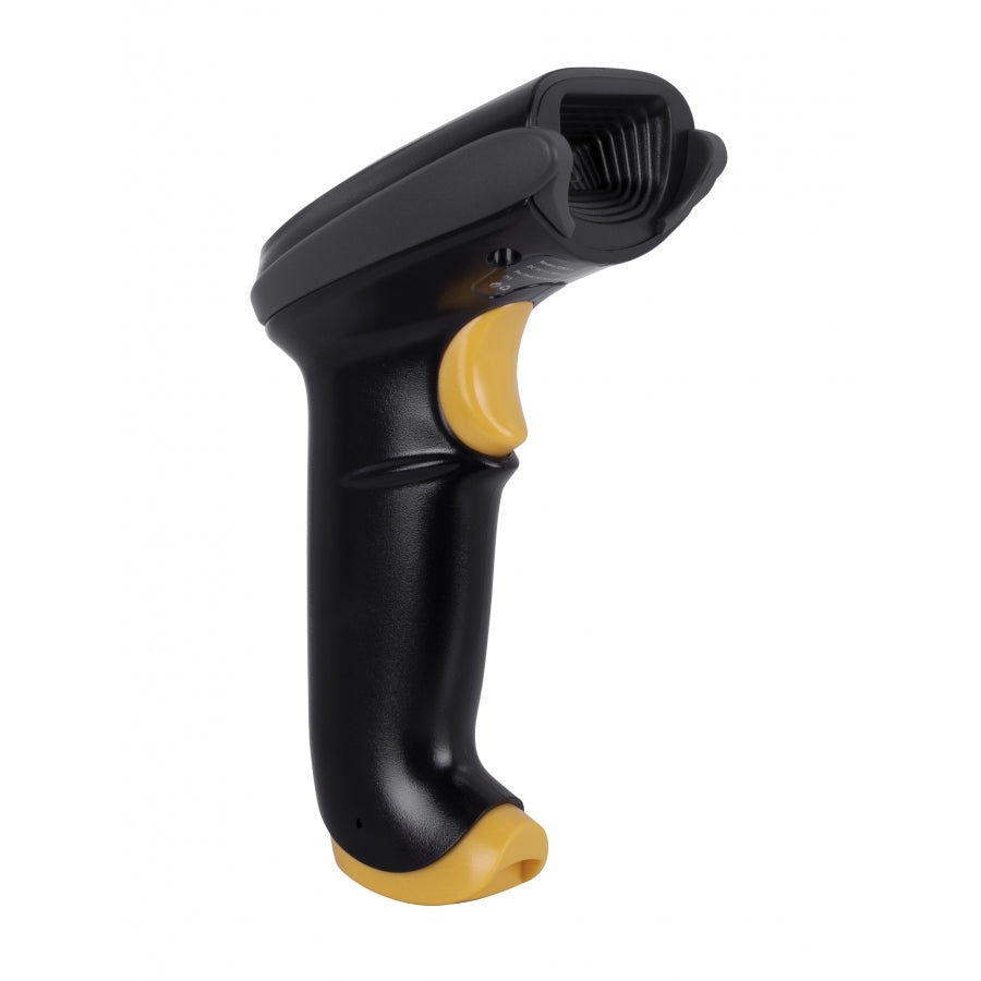 LECTOR CODIGO DE BARRAS - TECHZONE - TZBESC4 - LED BIDIRECCIONAL - USB - 1D Y 2D - ALCANCE 16 CM - 100 LECTURAS POR SEGUNDO, BASE AJUSTABLE - NEGRO/AMARILLO