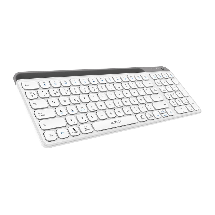 Acteck Inspire Trek TI747 teclado Universal RF inalámbrico + bluetooth QWERTY Español Gris, Blanco
