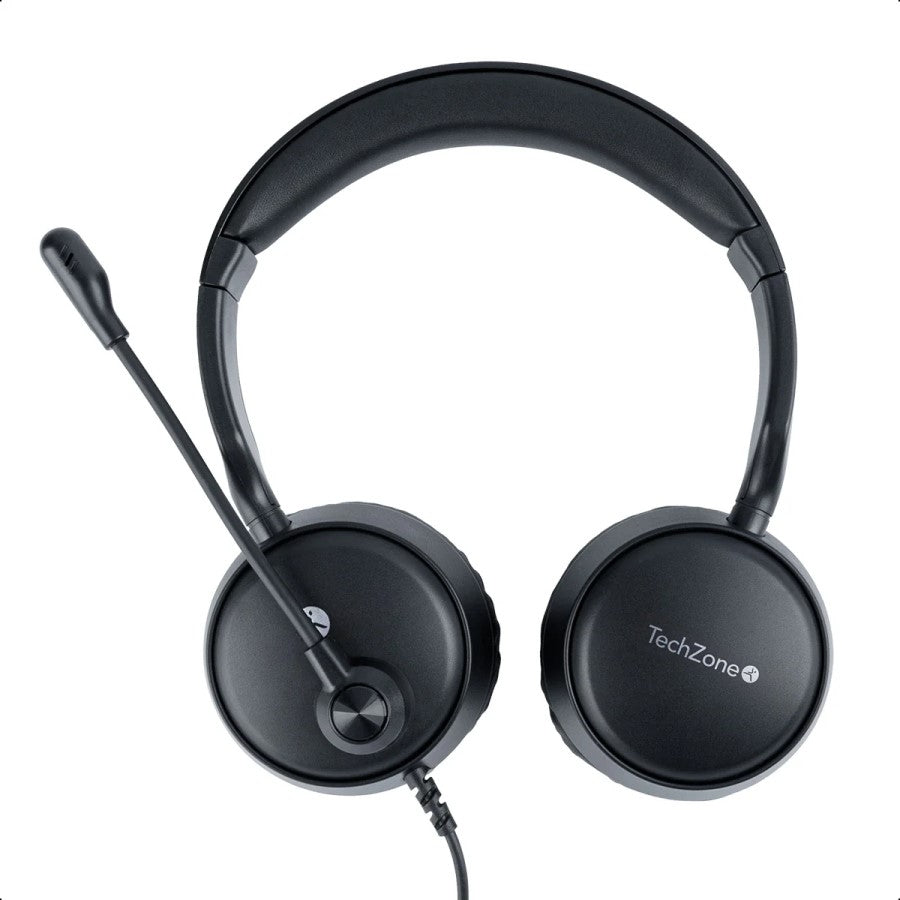 DIADEMA - TECHZONE - TZACDII02 - ALAMBRICA USB A - SONIDO ESTEREO - MANOS LIBRES - NEGRO