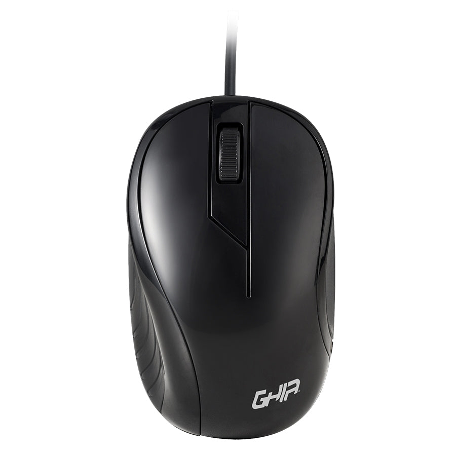MOUSE GHIA / GMA50N / ALAMBRICO / USB / 2 BOTONES / SCROLL / 1200 DPI / NEGRO