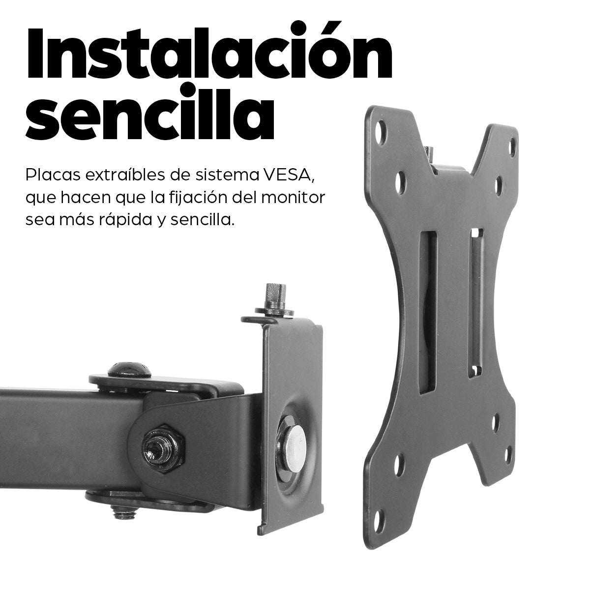 Soporte Monitor Manhattan Universal para 2 Monitores 13" a 32" Brazos Doble Articulación Color Negro