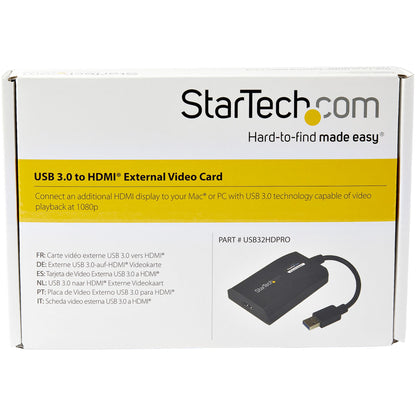 StarTech.com USB32HDPRO adaptador gráfico USB 1920 x 1200 Pixeles Negro