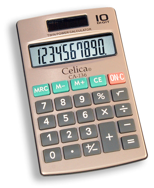 CALCULADORA CELICA BOLSILLO 10 DIG DUAL CUBIERTA METALICA