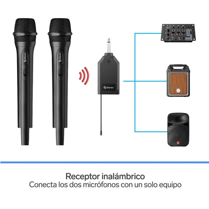 Micrófonos Inalámbricos Steren C/ Receptor Recargable 2 Piezas