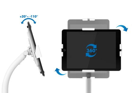 Soporte de Suelo Manhattan Antirrobo para Tablet/iPad 7.9" a 11" Altura 790 a 1190mm Color Blanco