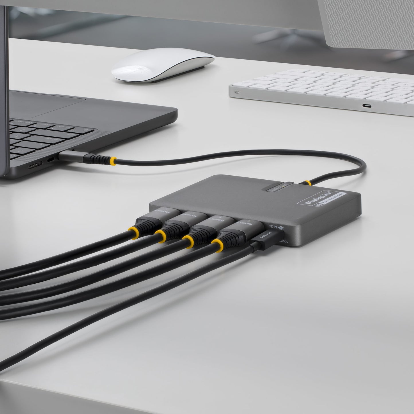 StarTech.com QUAD-USB-HDMI-ADAPT base para laptop o replicador de puertos Alámbrico USB 3.2 Gen 1 (3.1 Gen 1) Type-C Gris