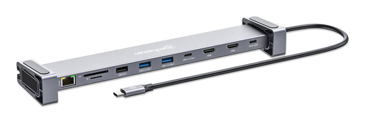 Docking USB-C Manhattan 10 ptos con MST 2xHDMI 3xUSB-A USB-C USB-C PD RJ45 SD-micro SD