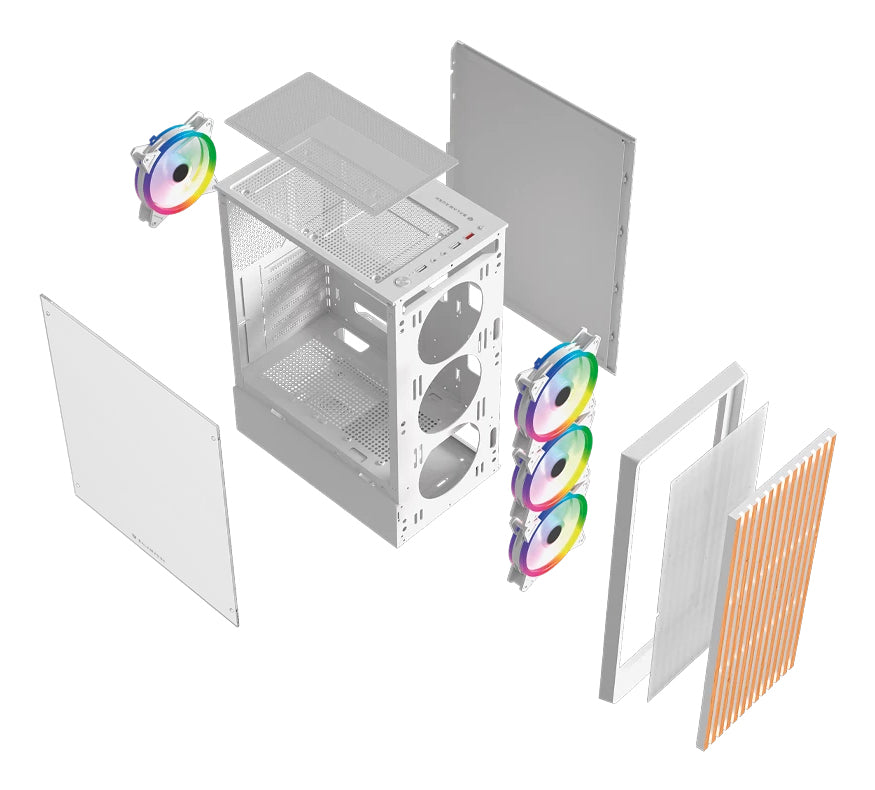 Gabinete Gamer Balam RushCompact Media Torre Dragonfly Wood GM580 Balam Rush / Blanco